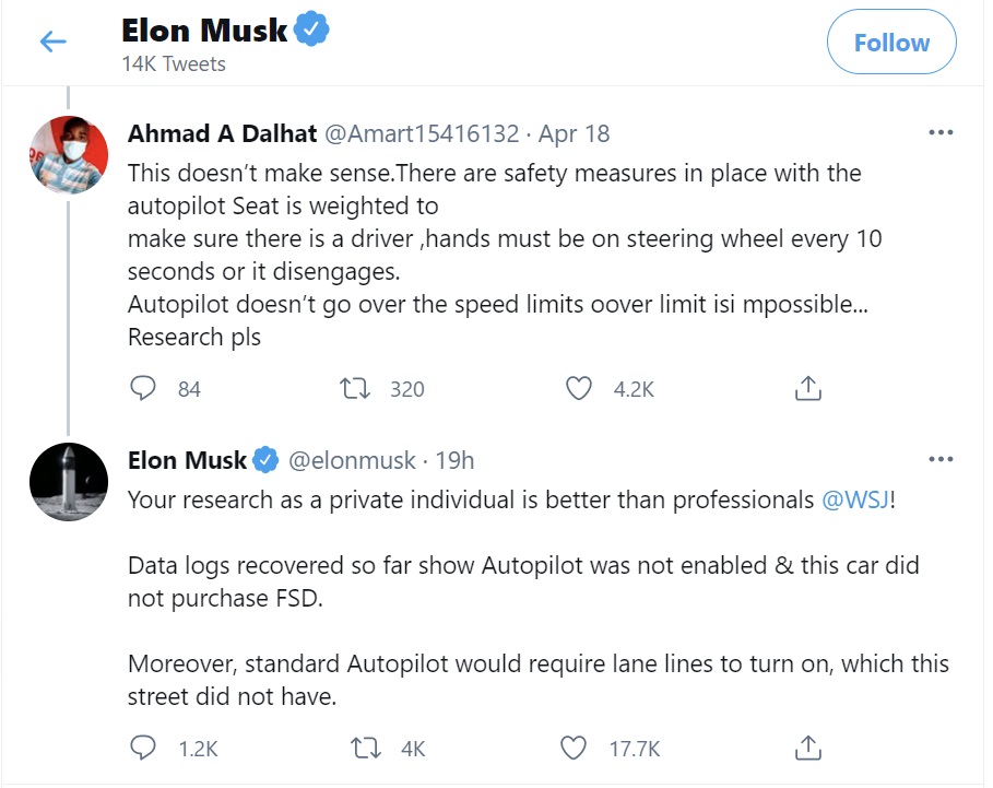 tesla crash 3 Elon Musk Twitter
