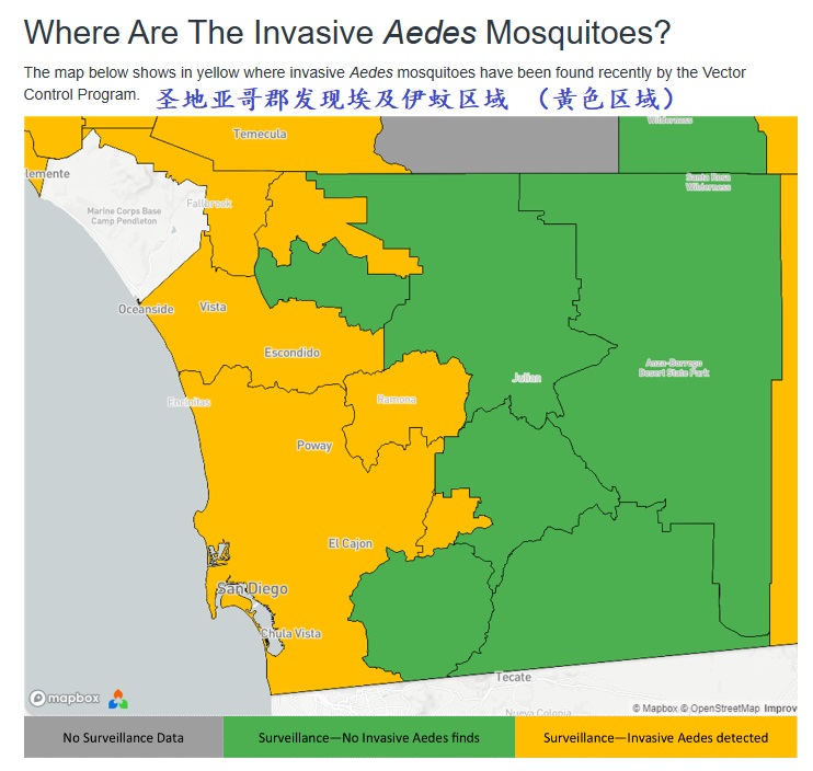 2024 04 14 Aedes Mosquitoes map San Diego