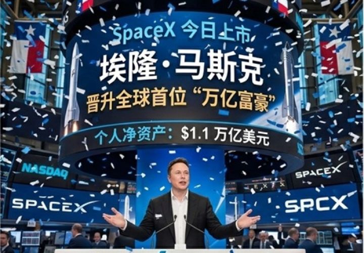 SpaceX今天上市，马斯克晋升全球首位“万亿富豪”