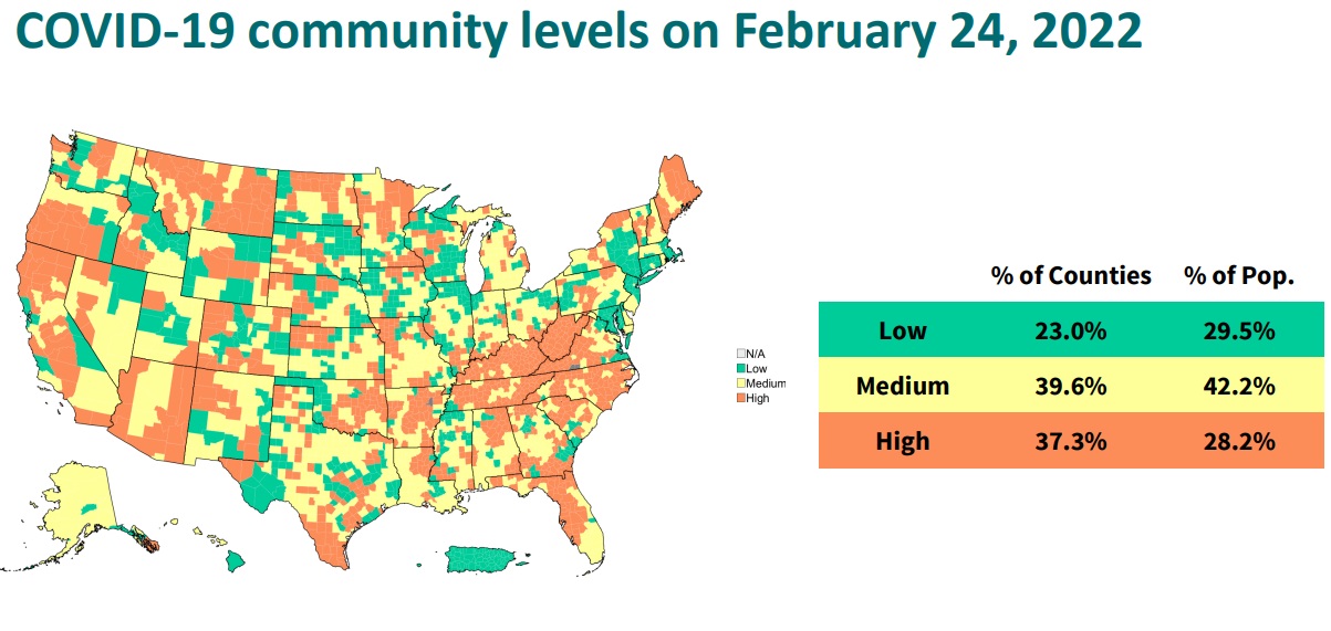 02 28 CDC COVID 19 Community Lecels map